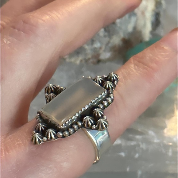 Gray moonstone southwestern sterling silver adjustable ring - Picture 7 of 7